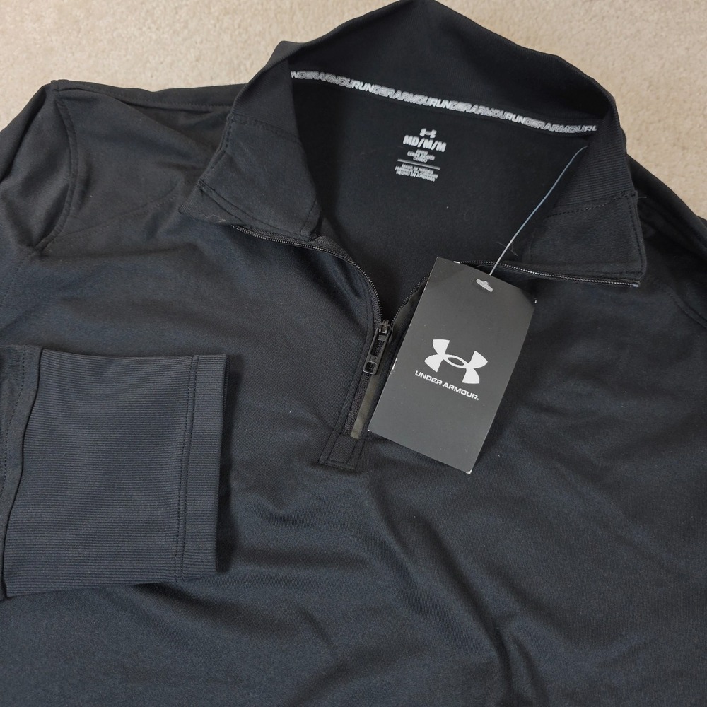 Under Armour Pullover Top Mens M Black Stretch Qualifier Run 1/2 Zip Fitted NWT